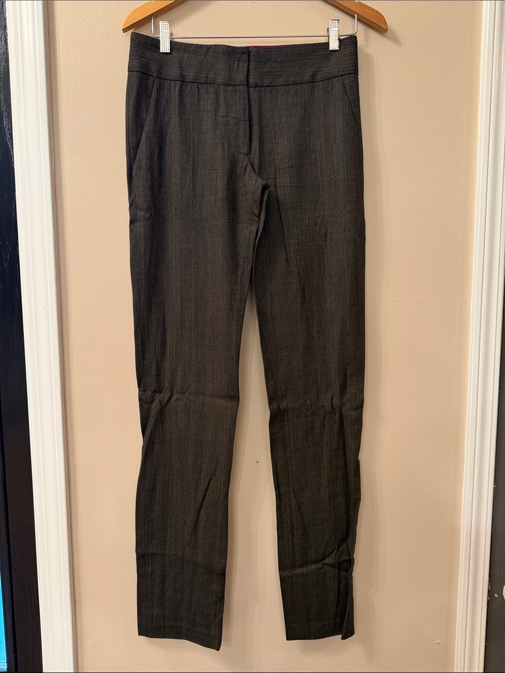 Laila Azhar designer Women Dark stripe Gray Dress Pants - Classic Tailored Fit